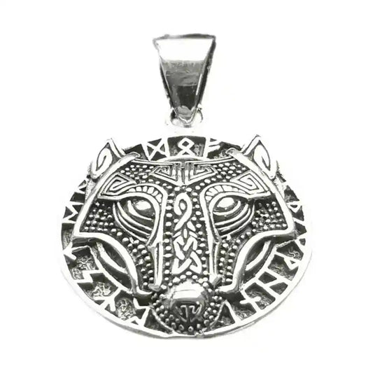 Wolf Hund Runen Fenris Schmuck Anhänger klein 925er Silber - 19 mm - Firma Holzenplotz - Silberketten-Goldketten.de 