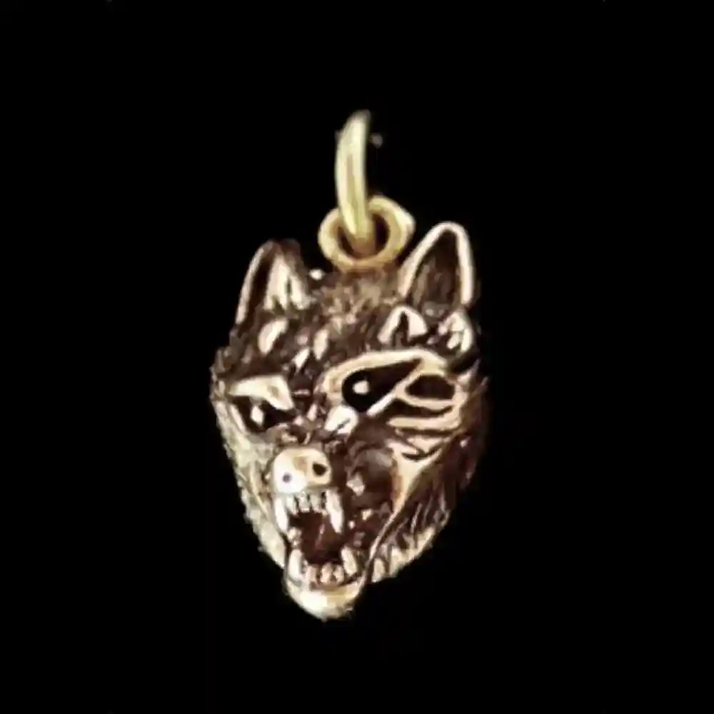 Wolfskopf Hund Bronze Anhänger Schmuck - Sonstige Tiere - 27x12mm