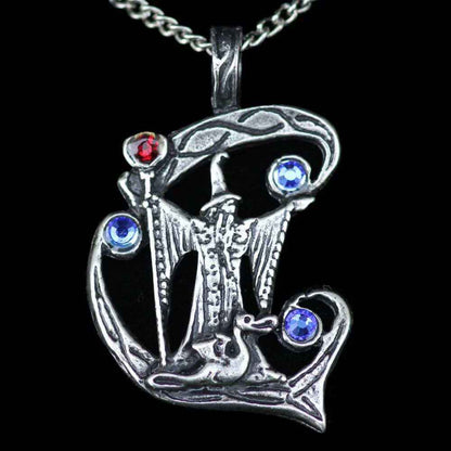 Zauberer Anhänger Schmuck - Hexen - 42x27mm Wikinger Swarovski Kristalle + Kette