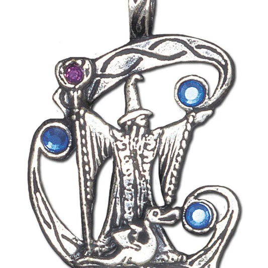 Zauberer Anhänger Schmuck Hexen 42x27mm Wikinger Swarovski Kristalle + - Firma Holzenplotz - Silberketten - Goldketten.de