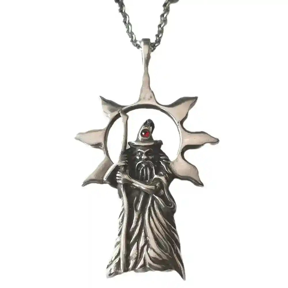 Zauberer Magier Hexer Sonne groß Schmuck Anhänger Hartzinn 63 mm