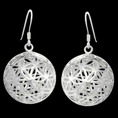 Zauberkugel Ohrringe Die Blume des Lebens Schmuck 925er Silber 22mm - Firma Holzenplotz - Silberketten-Goldketten.de 
