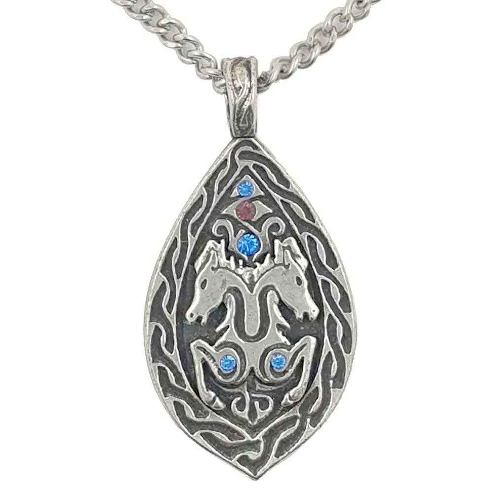 Zweifaches Sachsen Pferd Anhänger Schmuck - Pferd - 45x23mm