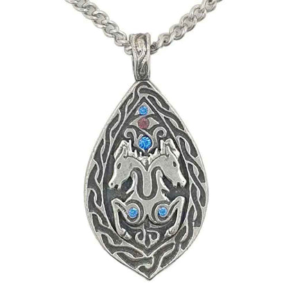 Zweifaches Sachsen Pferd Anhänger Schmuck - Pferd - 45x23mm