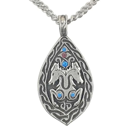 Zweifaches Sachsen Pferd Anhänger Schmuck - Pferd - 45x23mm - Firma Holzenplotz - Silberketten - Goldketten.de