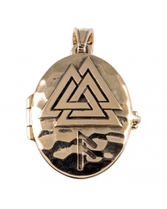 38.95 Medaillon Valknut Runen Inschrift Bronze Anhänger Schmuck Amulett 949-VP106-Bronze Medallion Anhänger