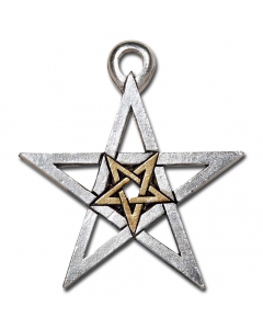 24.95 DOPPELTES PENTAGRAMM Schmuck Anhänger versilbert - Pentagramm - 31x35mm 909-PR11 SIGO2023