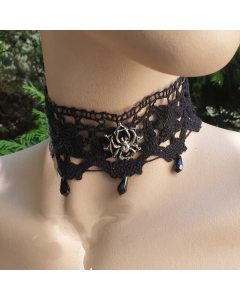 34.95 Spinnen Halskette ALCHEMY GOTHIC P 349 Aracnathea Lace Choker Anhänge 901-AP349 Halbedelmetall