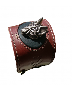 42.95 Lederarmband mit Wikingerwolf Fenrir Armschmuck Wolf Echtleder Mittela 909-LWB35