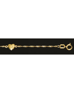 1,2 mm 19 cm 333 - 8 Karat Gold Armkette Singapurkette mit Herz massiv Gold hochwertige Goldkette 1 g