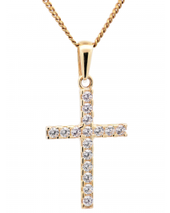 171.95 Anhänger Kreuz mit Zirkonia mit Kette 1,1 mm 333-8 Karat Gold 904-AN153020-333-11-PL Goldketten
