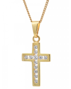 186.95 Anhänger Kreuz mit weißem Zirkonia mit Kette 1,1 mm 333-8 Karat Gold 904-AN50038-333-11-PL Goldketten