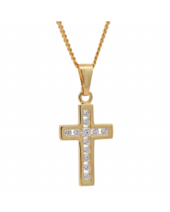 186.95 Anhänger Kreuz mit weißem Zirkonia mit Kette 1,1 mm 333-8 Karat Gold 904-AN50038-333-11-PL Goldketten