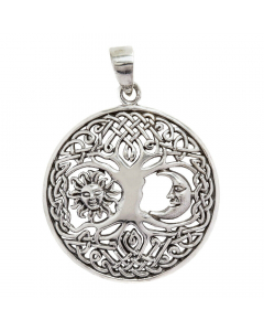 34.95 Keltischer Anhänger Baum mit Sonne & Mond Silber Anhänger 925er Silber 900-AC133 Sonne Mond und Sterne Anhänger aus Silber