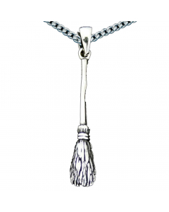 30.95 Flugbesen Hexenbesen Anhänger Schmuck Silber mit rhod. Silberkette 1.6 mm 45 cm 900-AM139-mitKette-16-45#_#10082