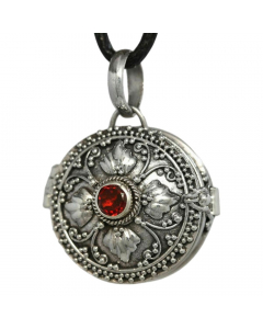 52.95 Silbermedaillon rund mit Granat Anhänger 925er Silber 27x21mm 900-AM176-Medaillon Medallion Anhänger