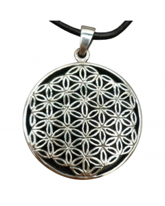 26.95 Blume des Lebens Anhänger 925 Silber + Lederband flower of life pendan 900-AM182-Leder Blume des Lebens Anhänger
