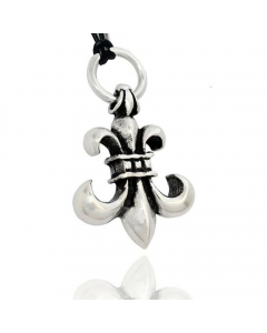 52.95 HOPLO Lilie XL Schmuck Anhänger 925er Silber mit schwarzem Lederband 900-AM34-Lilie-A SIGO2023