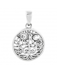 17.95 Sonne im Lebensbaum Schmuck Anhänger 925er Silber Lebensbaum 27x17mm 900-AM78 Sonne Mond und Sterne Anhänger aus Silber