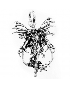 20.95 Elfe/Fee Schmuck Anhänger 925er Silber - Elfen Feen - 38x25mm 900-AM85-Elfe Engel und Elfen Anhänger
