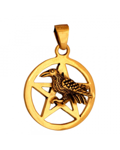 12.95 Bronzeanhänger Rabe im Pentagramm - Vögel - 36x25mm 900-AMB29 Halbedelmetall