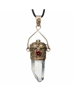 122.95 Bergkristall Anhänger Granatstein Schmuck Anhänger 925 Silber Medaillo 900-AS41 Medallion Anhänger
