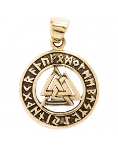 11.95 Valknut Futhark Bronze Anhänger Schmuck Wotansknoten mit Runen Viking 900-AVB547 Halbedelmetall