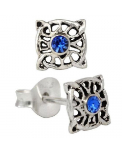 10.95 Ohrstecker keltischer Knoten klein Glasstein 925er Silber 7x7mm 900-OST72 Ohrschmuck