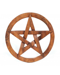 39.9 Wandschmuck Pentagramm im Kreis Wanddeko Holz Wanddekoobjekt geschnitzt 900-WS10-pentagramm Wandschmuck