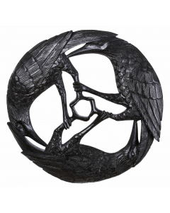 69.9 Wandschmuck Wandbild Raben Vögel Wandrelief schwarz geschnitztes Ornament Deko 900-WS282-2 Wandschmuck