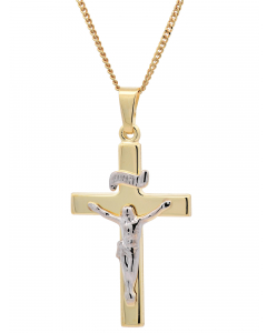 411.95 Anhänger Kreuz 585 Gold mit massiver Goldkette 1,1 mm 904-AN13639-585-11-PL Goldketten