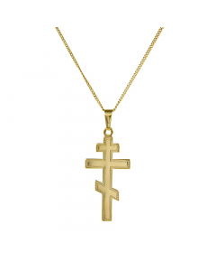 506.95 Anhänger Orthodoxes Kreuz 585 Gold mit massiver Goldkette 1,1 mm 904-KR126631-585-11-PL Goldketten