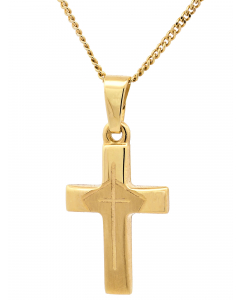 304.95 Anhänger Kreuz 585 Gold mit massiver Goldkette 1,1 mm 904-KR127146-585-11-PL Goldketten