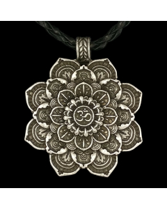 12.95 Lotus Blume Ornament Indian Mandala Om ZeichenYoga Zinn mit Band 921-Viking59 SIGO2023