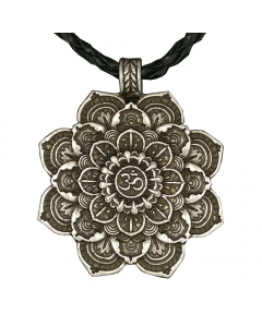 12.95 Lotus Blume Ornament Indian Mandala Om ZeichenYoga Zinn mit Band 921-Viking59 SIGO2023