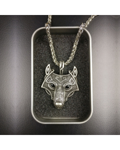 24.95 Wolf Box Kette Wikinger Kelten Schmuck Anhänger Zinn Hund 921-wolf-box-kette Wikinger Anhänger aus Silber