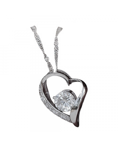 29.95 Edle Herzkette Herz Anhänger weisser Zirkonia Crystal mit Singapurkett 970-YDZT-0042-weiss Herz Anhänger aus Silber