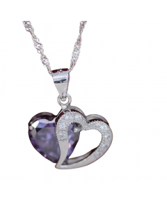 29.95 Edle Herzkette Herz Anhänger Zirkonia Crystal mit Singapurkette 925 Si 970-YDZT-0040 Herz Anhänger aus Silber