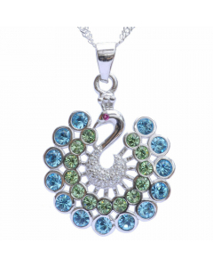 49.95 Anhänger Pfau mit Swarovski Steinen mit Singapurkette 925 Silber 29 * 22 mm 980-DK0102 SIGO2023