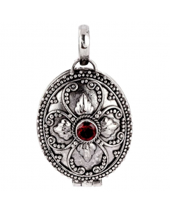 57.95 Mittelalter-Medaillon zum Öffnen mit rotem Zirkonia Silber 2.7 cm 900-AM171 Medallion Anhänger