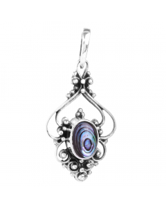 23.95 Mittelalter Schmuck Anhänger Abalone Muschel Silber 3,2 cm 900-AS30-7 SIGO2023