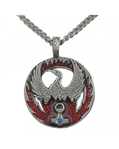 34.95 Phönix Mit Thor Hammer groß Amulett 925er Silber Talisman: 37 mm 910-BIF154 SIGO2023
