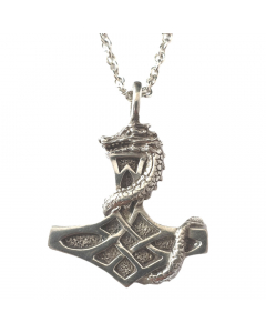 15.95 Thorhammer Drache Schmuck Anhänger Hartzinn mit Kette 45x 34 mm 933-YZP037 Halbedelmetall