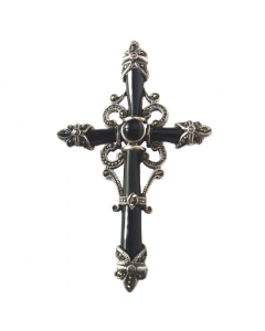 59.95 Silberanhänger Gotisches Onyxkreuz Silber mit Onyxsteinen Vintage 900-AK11 Kreuz Anhänger aus Silber