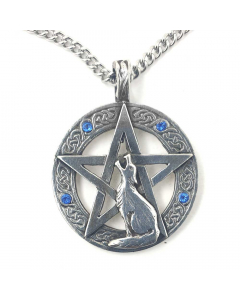 24.95 Heulender Wolf Pentagramm Amulett versilbert Talisman 31 mm 910-BIF123 SIGO2023