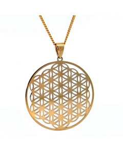 352.95 Anhänger Blume des Lebens 585 Gold mit massiver Goldkette 1,1 mm 998.626.00253.1.SET Goldketten