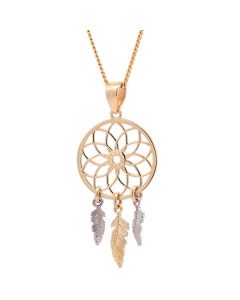 351.95 Halskette Anhänger Traumfänger mit 1,1 mm Goldkette 585-14 Karat Gold 998.626.00252.1.KS-SET Goldketten