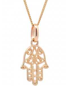 430.95 Halskette Anhänger Fatimas Hand mit 1,1 mm Goldkette 585-14 Karat Gold 998.626.00360.1.KS-SET Goldketten