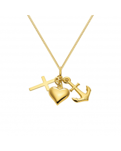 471.95 Anhänger Glaube Liebe Hoffnung mit Kette 1,1 mm 585 Gold 904-AN11956-SET Goldketten