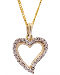 227.95 Anhänger Herz mit Zirkonia mit Kette 1,1 mm 333-8 Karat Gold 904-AN159538-SET Herz Anhänger